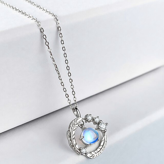 Pendant Necklace Blue Copper Women's Vintage Fashion Artistic Geometrical Leaf Round Necklace For Street Daily Holiday