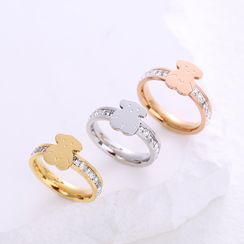 Simple Style Animal Stainless Steel Plating Inlay Artificial Gemstones  Copper Plated Rings