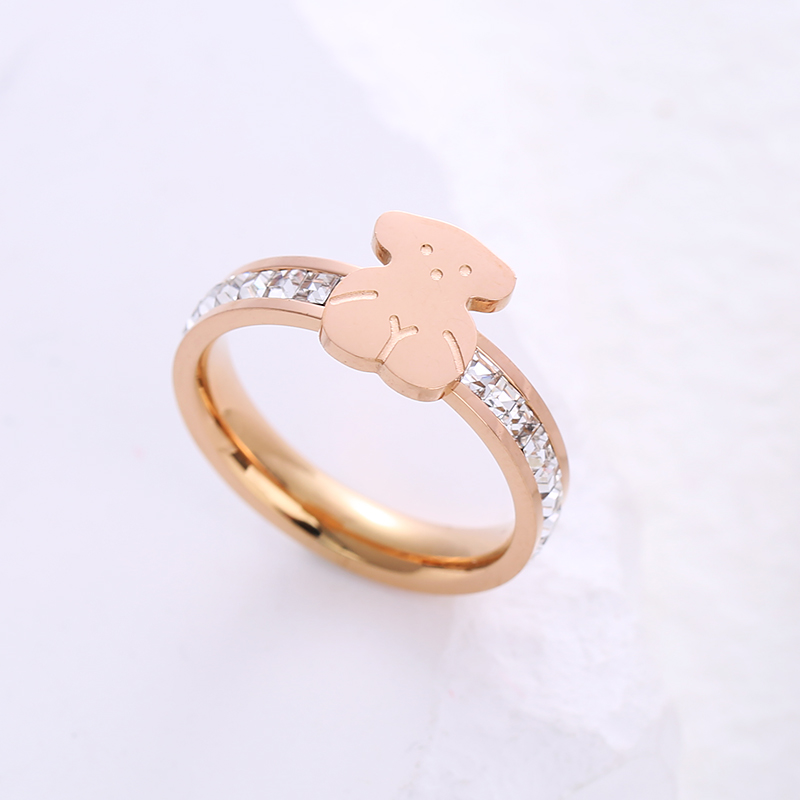 Simple Style Animal Stainless Steel Plating Inlay Artificial Gemstones  Copper Plated Rings