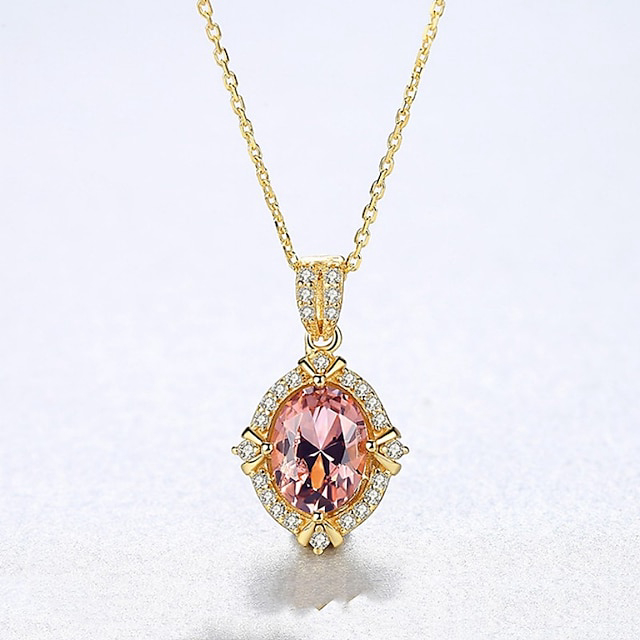 Necklace Clear Synthetic Diamond Blue Copper Women's Simple Sweet Classic Luminous Wedding Geometric Necklace For Wedding Engagement