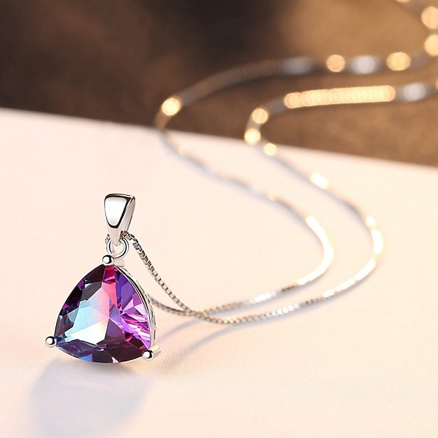 Necklace Multicolor Synthetic Diamond Blue Copper Women's Simple Sweet Classic Luminous Wedding Geometric Necklace For Wedding Party
